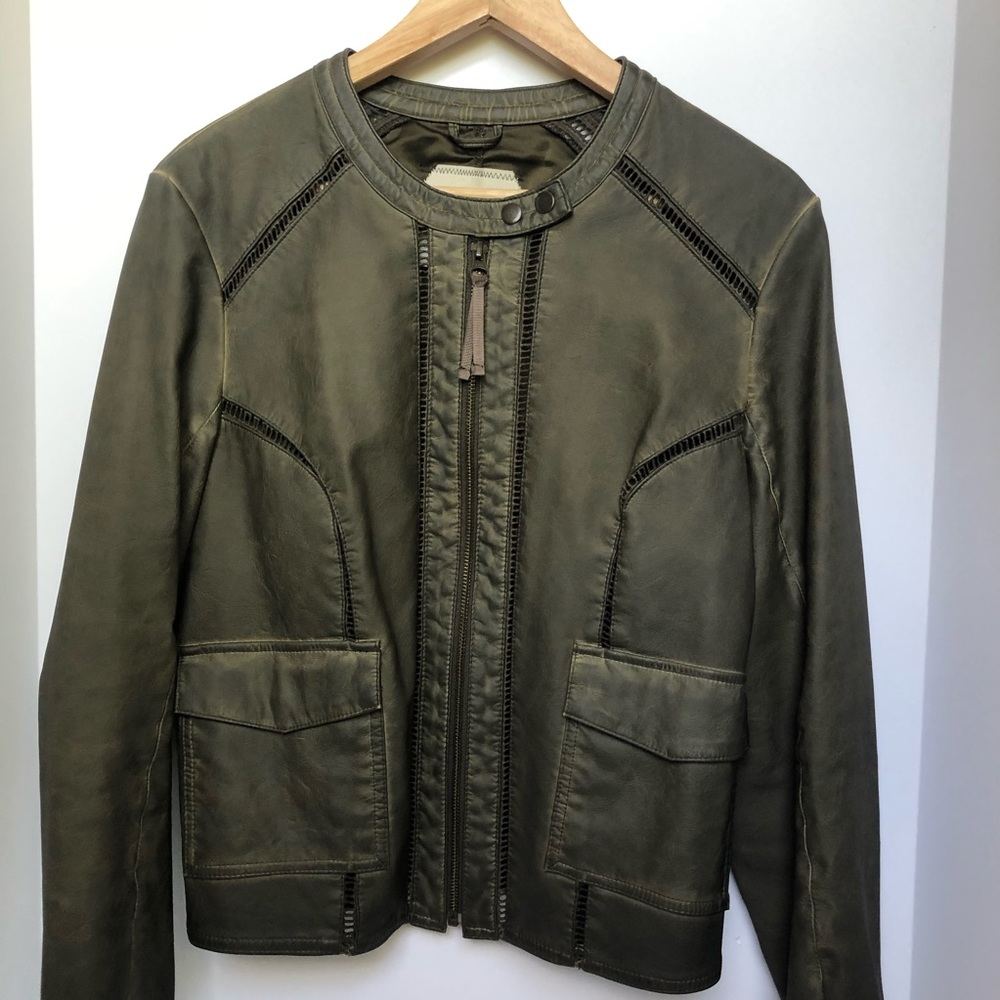 Anthropologie Hei Hei Vegan Leather Bomber Jacket